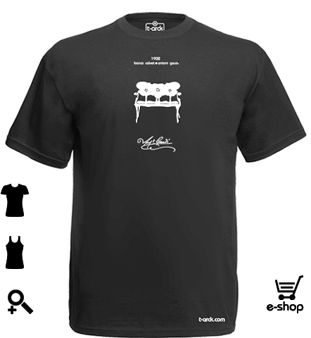 modelo del banco calvet diseñado por Antoni gaudí para la colección t-arck camisetas y arquitectura